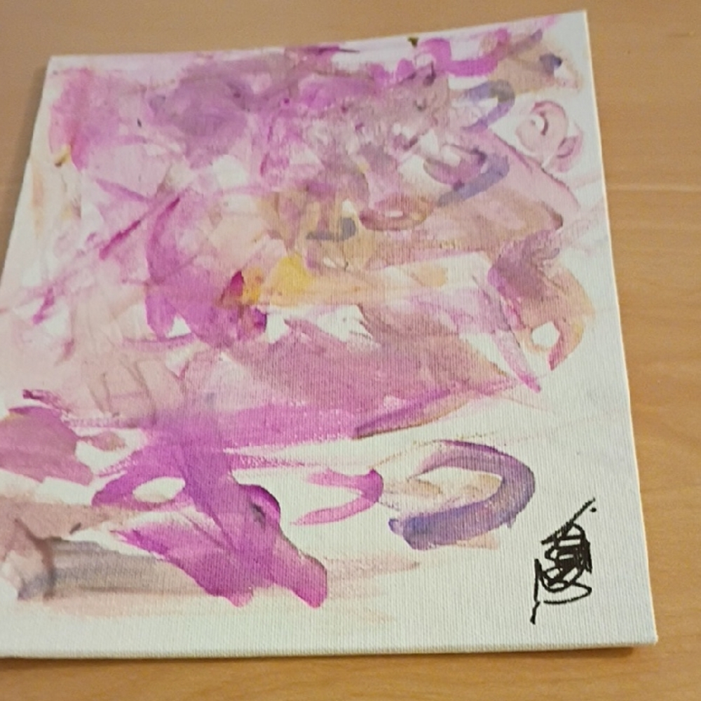 Vibrant Pink and Purple Abstract Canvas Art Made By An 3 Year Old